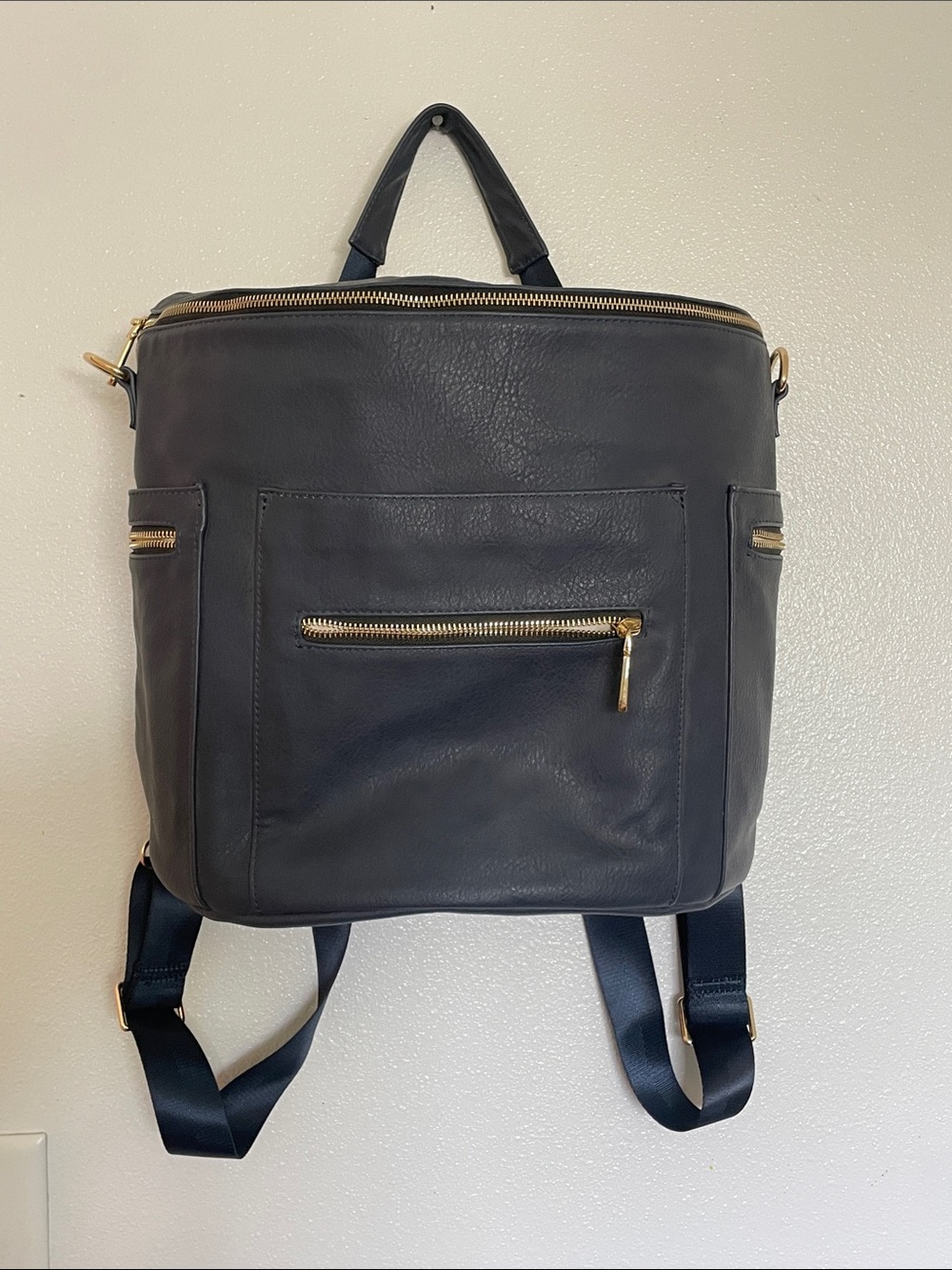 Miss Fong Classic Black Baby Backpack with Gold Hardware